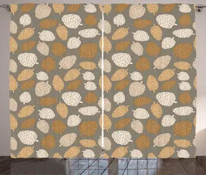 Штора ABAKUHAUS Шишка в деревенском стиле, Осенний урожай, универсальная ленточная штора для гостиной с петлями и крючками, 280 x 245 см, цвет: бледно-коричневый, какао-бежевый Abakuhaus