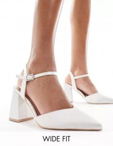 Свадебные широкие атласные туфли на каблуке цвета слоновой кости Be Mine с украшением Frankie Be Mine Wide Fit