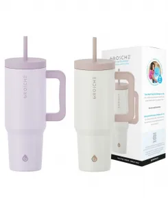 Термокружка объемом 1 л (около 1,2 литра) с трубочкой и ручкой, 2 шт Grosche, белый