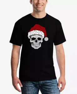 Мужская футболка с принтом Santa Skull Word Art La Pop Art, серый