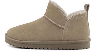 BCTEX COLL Женские зимние мини-ботинки для снега с классическим искусственным мехом, теплые короткие ботильоны на выход с подарочной упаковкой, Taupe