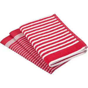 Полотенце кухонное ROSS "Эксклюзив", (комплект, 3 шт.), 1х кухонное махровое полотенце 50х50 см в полоску и 2х кухонные полотенца 50х70 см, красный