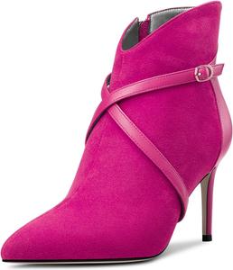 Женские ботильоны Castamere с высоким каблуком, заостренным носком, короткие ботинки с перекрестным ремешком, застежкой-молнией и комбинированной отделкой, на каблуке 8 см, для вечернего выхода