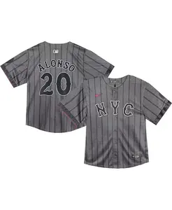 Футболка игрока Пита Алонсо графитовая New York Mets 2024 City Connect Limited для мальчиков и девочек Nike