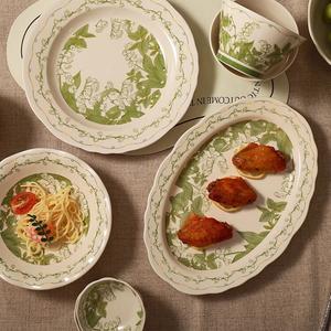 Ceramics Набор керамических мисок и тарелок Fresh Underglaze Color с рисунком ландыша, 12-дюймовая рыбная тарелка Chunlingyu