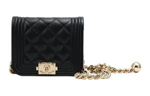 LEBOY Текстурированная Кожа Теленка Наплечная Сумка, Через Плечо Сумка, Поясная Сумка Женская Черный CHANEL