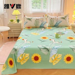 Yalu Простыня 150х230 см с принтом Sunshine Deer - Green, дышащая, мягкая