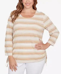 Топ больших размеров с текстурированной полоской и завязками Ruby Rd., мультиколор