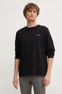 Хлопковый топ с длинными рукавами Boss Orange, черный