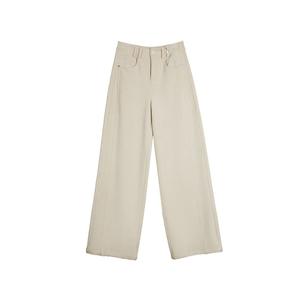 ELLE Повседневные брюки женские Ecru умеренно широкие