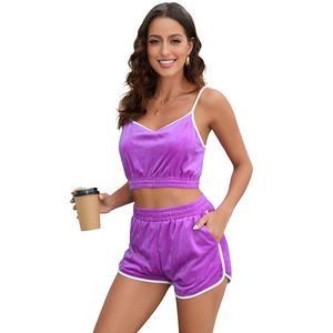 Двухкомплектный спортивный сет для женщин: топ и шорты с высокой талией для тренировок Seoria, Purple
