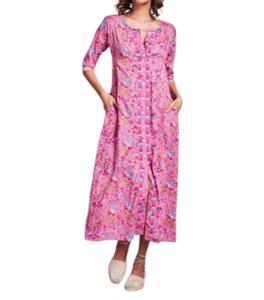 Embroidered Blair Long Kurta In Palermo Pink Ro's Garden