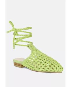 TUTSI зеленые плетеные вручную сотовые мюли на плоской подошве с завязками Rag & Co, зеленый