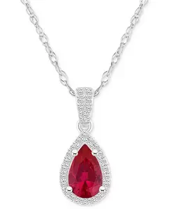 Ожерелье с подвеской в форме груши из 10-каратного белого золота с синим сапфиром (1 карат, tw) и белым сапфиром (1/6 карата, tw) Macy'S, ruby