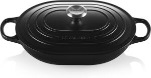 Чугунная сковорода Le CreusetSignature Oblong, подходит для всех типов плит и духовок, 31 см, 3,4 литра, матовый черный