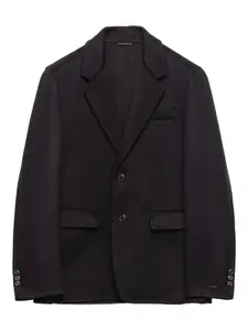 Кашемировый пиджак с заостренными лацканами Prada, черный