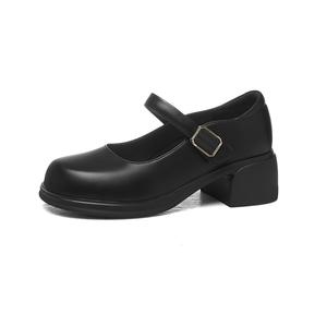 Туфли Мэри Джейн на массивном каблуке для женщин Golden Silk Rabbit, Black