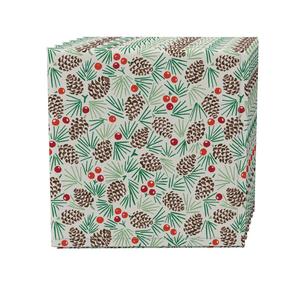 Набор салфеток из 4 шт., 100 % хлопок, 20x20 дюймов, праздничная листва и ягоды