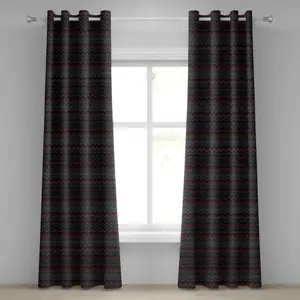 Красно-черная штора на люверсах ABAKUHAUS, зигзагообразный шевронный узор с толстыми тонкими слоями, декоративная двухпанельная штора, 280 см x 175 см, цвет: темно-серый, светло-серый Abakuhaus