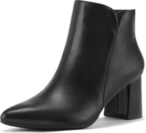 Женские ботильоны mysoft, невысокий каблук, удобные, с заостренным носком, V-образным вырезом, элегантные офисные ботильоны на молнии, Schwarz (Black Pu)