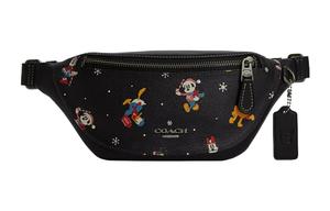 COACH Сумка через плечо на пояс из ткани Уоррен и гладкой телячьей кожи большая женская черная