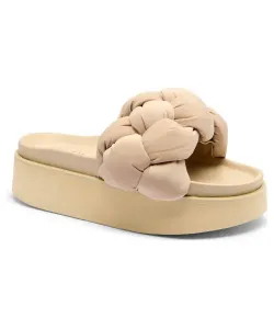 Плетеные пуховые тапочки Inuikii, бежевый