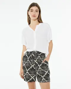 Женская рубашка свободного покроя из бамбуковой ткани со спущенными рукавами System Action, белый