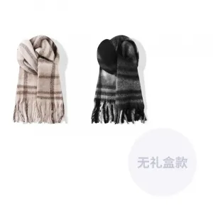 Вязаный шарф унисекс, Black Gray+Milk Tea