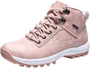 Мужские зимние ботинки с утеплителем, водонепроницаемые, меховые, теплые, шнуровка, винтажные, противоскользящие, низкие, классические, легкие походные ботинки Generic, розовый