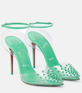Туфли-лодочки Spikoo 100 из ПВХ и кожи Christian Louboutin, зеленый
