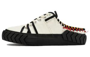 Женские тапочки с закрытым носком на резиновой подошве Белый Черный Оба, Белый/Черный