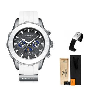 ROERDUM Часы Stalker Automatic Mechanical Movement Silicone Strap Watch Men's Watch Black Dial, [Submersible-White RA8915-1]