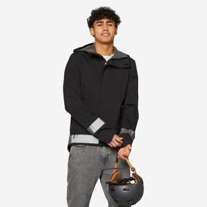 Велосипедный дождевик City 540 мужской, видимый ночью, черный BTWIN, цвет schwarz