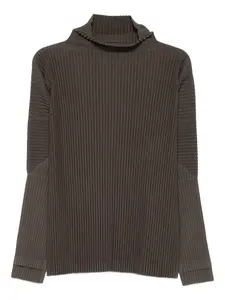 Плиссированный топ с воротником-стойкой Homme Plissé Issey Miyake, зеленый