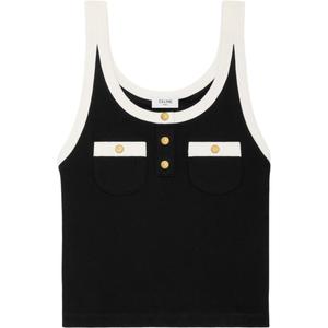 CELINE Женский топ черно-белый