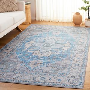 Ковер SAFAVIEH, 122 x 183 см, моющийся коллекция Tucson - Grey & Teal, противоскользящий, идеален для помещений с высокой проходимостью: гостиная, прихожая, спальня, домашний офис (TSN913B-4)