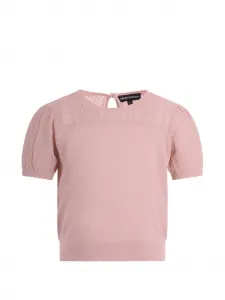 Футболка с ажурной вязкой и рукавами-фонариками Emporio Armani Kids, розовый