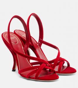 Фетишик 105 бархатные сандалии Valentino Garavani, Rosso V