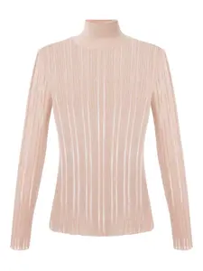 Ребристый топ с высоким воротом Elisabetta Franchi, нейтральный