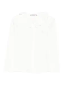 Рубашка с длинными рукавами и оборками на воротнике Monnalisa, белый