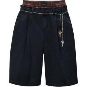 Шорты плиссе с цепочкой Alexander Wang, черный