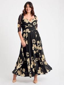 Элизабет платье макси с цветочным принтом, три четверти рукава и вырезом лодочка Scarlett & Jo