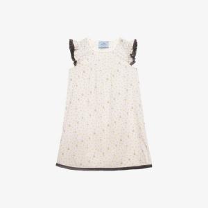 Платье мини Prada из хлопка с цветочным принтом, белый