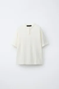 Вязаная футболка в деревенском стиле Zara, экрю