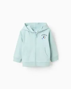 Детский толстовый худи из 100% хлопка с принтом Bluey Zippy, светло-голубой