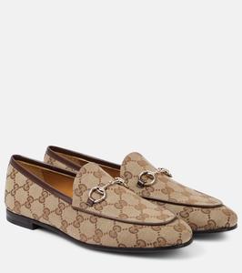Лоферы Jordaan с подковой GG из ткани Gucci, Beige Ebony/N.Acero