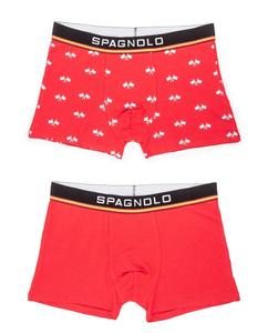 Комплект из двух трикотажных боксеров красного цвета с принтом Spagnolo, красный