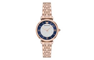 EMPORIO ARMANI Часы Wrist Watch Quartz Movement Steel Strap 34mm White Dial Women's Watch AR11423 Brand Exclusive, Blue Dial