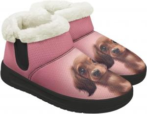 Женские ботинки выше щиколотки с мягкой меховой подкладкой, короткие зимние снежные ботинки с удобной подошвой из пены с эффектом памяти, зимние кроссовки на молнии Chririnla, Dachshund Puppy