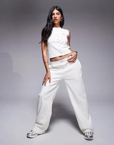 Кремовые широкие джоггеры с логотипом Kaiia на переднем шве